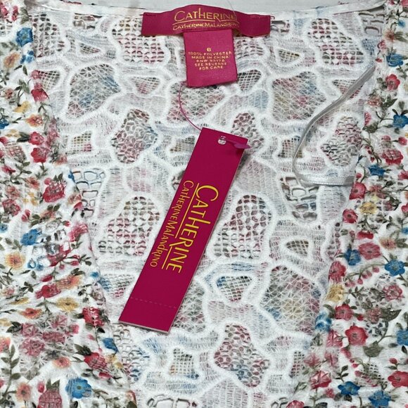 Catherine Malandrino Cardigan Womens 6 Ditsy Floral Lace Overlay Duster Cottage - Picture 6 of 9